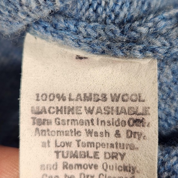 Vintage Lord Jeff Sweater Mens Medium Blue V-Neck Cable Knit Lambswool Made USA‎ - Picture 7 of 11